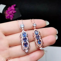 kjjeaxcmy boutique jewelry 925 sterling silver inlaid natural sapphire necklace pendant new female models support detection sdf