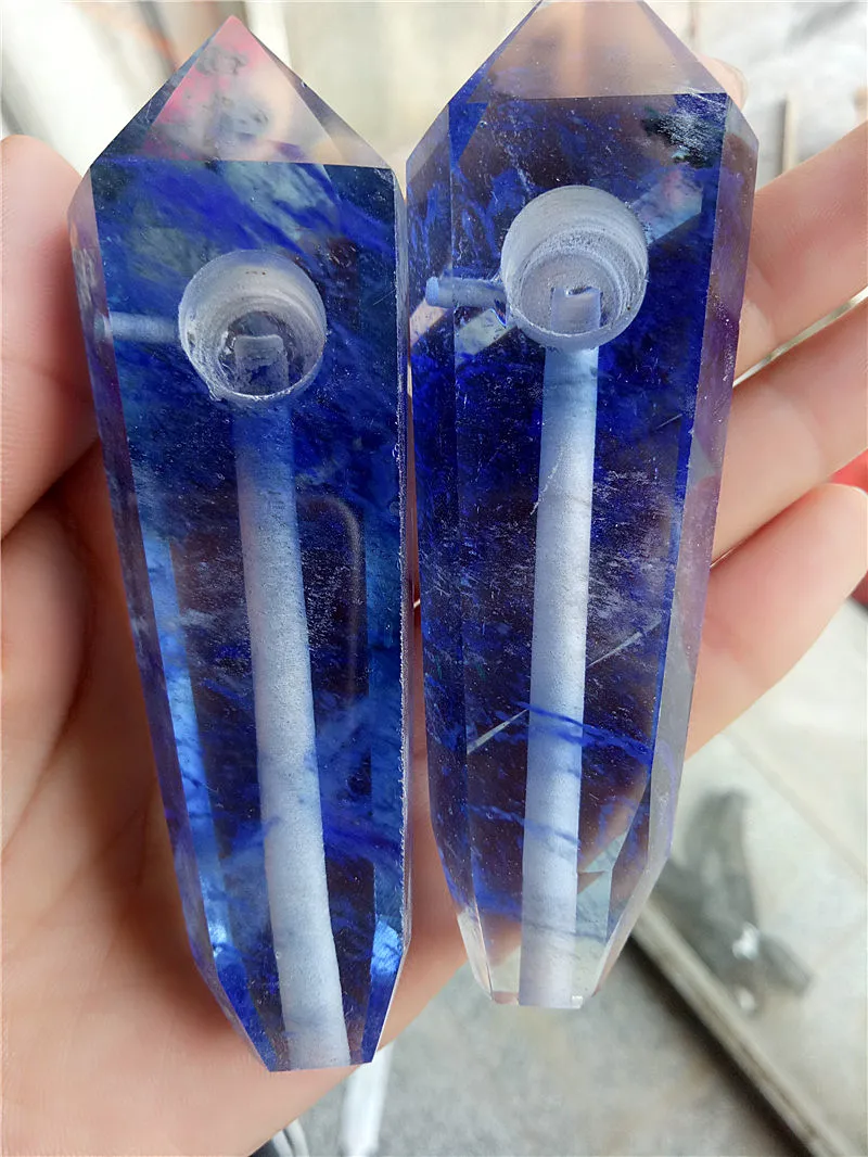 

2pcs natural smoking crystal Stone Quartz Crystal Wand Pipe dark brown quartz pipe healing for gift