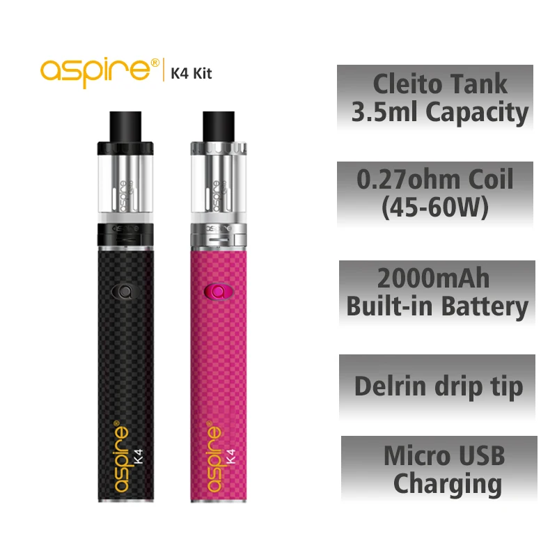 Электронная сигарета Qiuck Start Kit Aspire K4 Vape Pen 2000 мАч встроенный аккумулятор с 3 5 мл