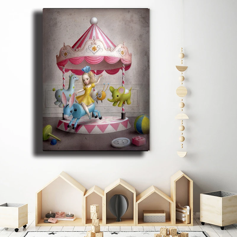 Nicoletta Ceccoli Mary Go Круглый художественный холст постер картина на стену принт