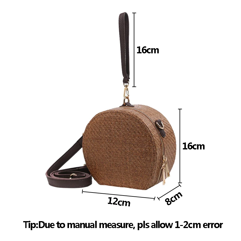 

Vintage Women Handbag INS Popular Female Circle Weave Straw Bags Summer Beach Lady Messenger Bag Mini Travel Crossbody SS3151