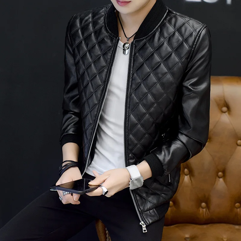 Мужская кожаная куртка мотоциклетная сезон весна и осень|men leather jacket|leather jacketmotorcycle