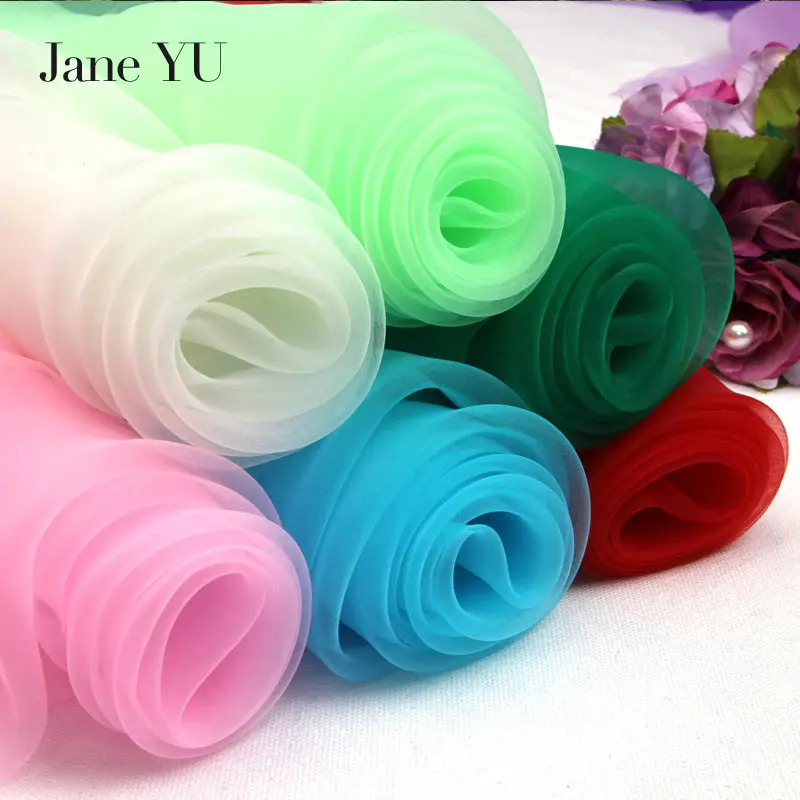 JaneYU Organza 10meter/lot Sheer Crystal Fabric For Wedding Decoration or party decoration | Дом и сад