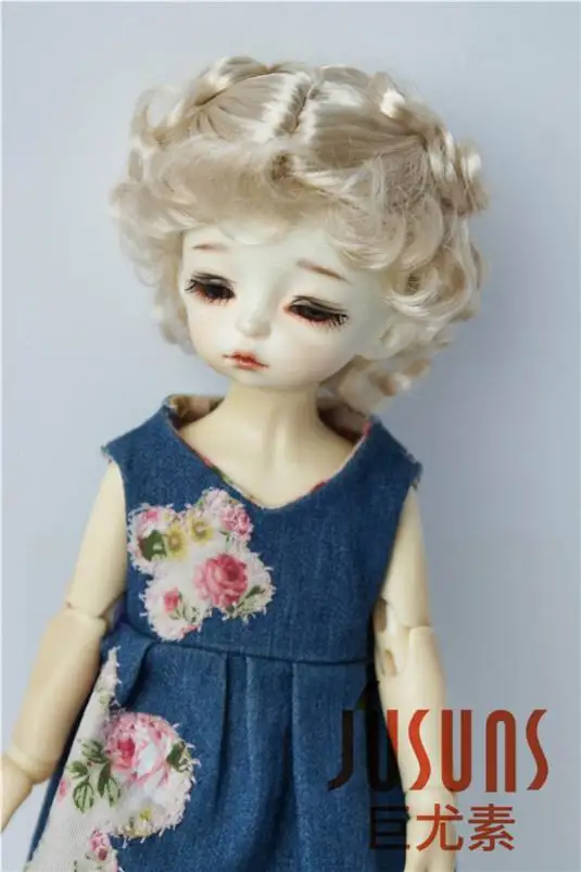 6-7inch Blond SM202 JD048 1/6 1/4 1/3 Модная Кукла Парики Для детей от 6 до 7 дюймов 7-8in 8-9 дюймов, классика курчавый BJD парики двойной конский волос кудрявый синтетический мохеровый парик - Цвет: 6-7inch Blond SM202