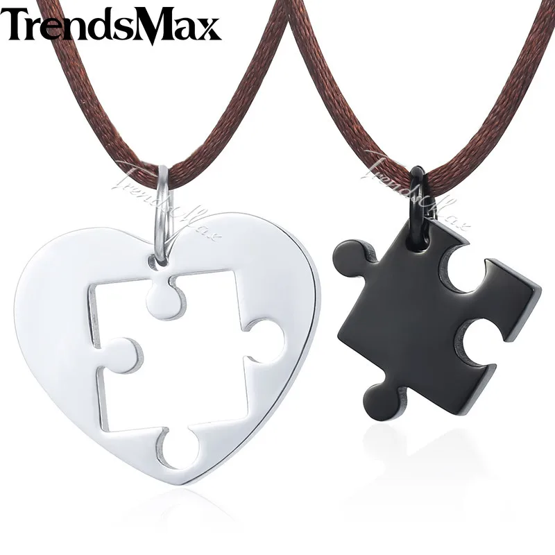 Trendsmax Пазл сердце любовь Мужская подвеска ожерелье цепь из нержавеющей стали