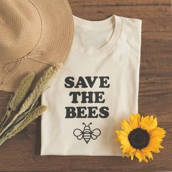 Skuggnas Save The Bees забавная графическая футболка унисекс летняя модная повседневная гранж Эстетическая Футболка Высокое качество повседневные топы - Цвет: White
