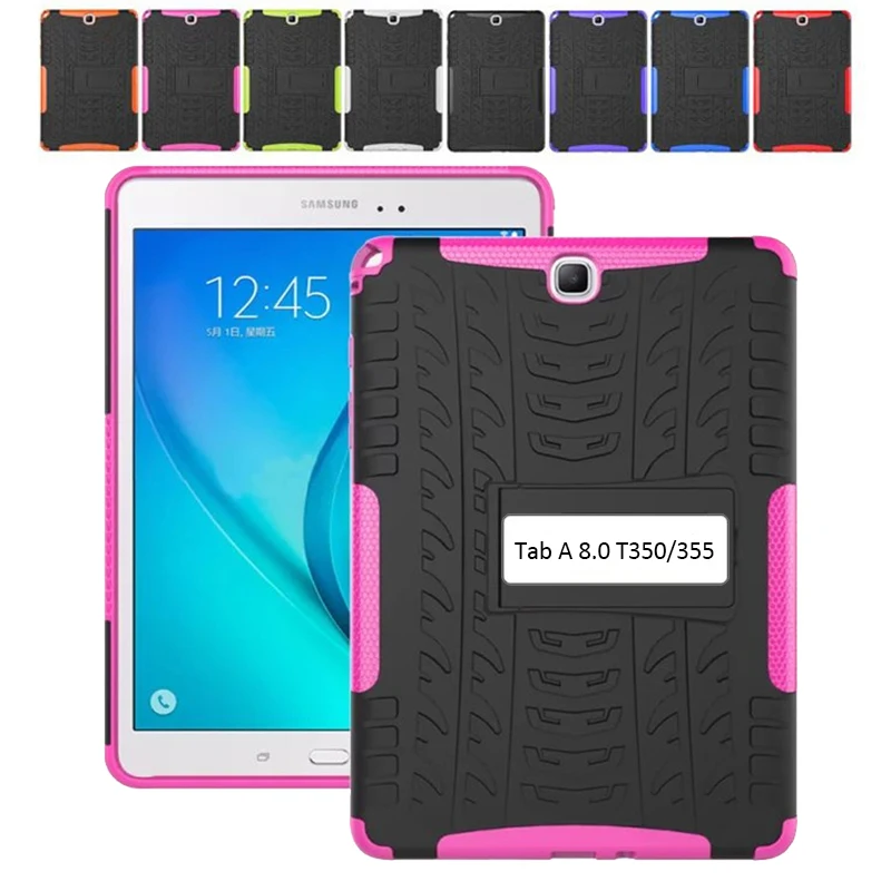 

For Samsung Galaxy Tab A 8.0 2015 Case Tab A 8.0 SM- T350 T355 SM-T350 Tablet Armor Case Silicone TPU+PC Shockproof Stand Cover