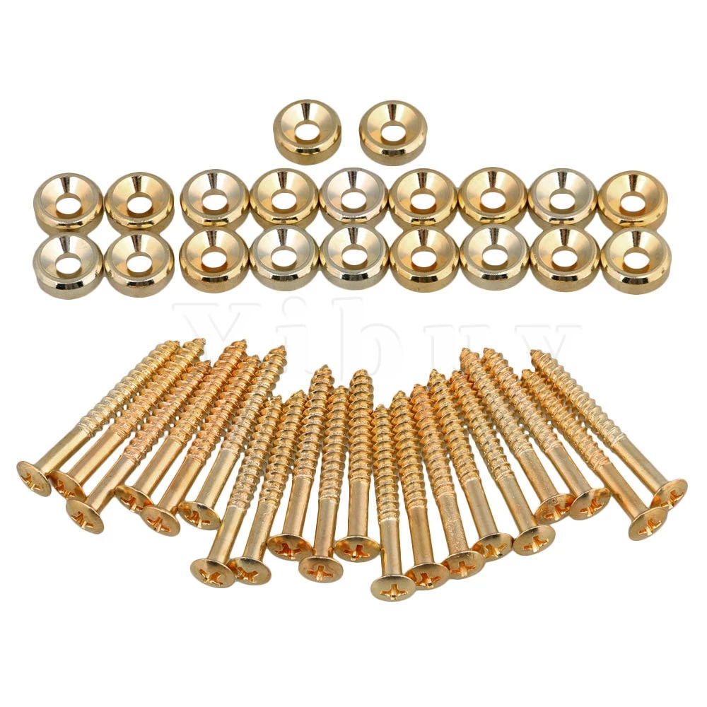 

Yibuy Set of 20 Guitar Neck Joint Ferrules & Screws Gold 15mm-Dia