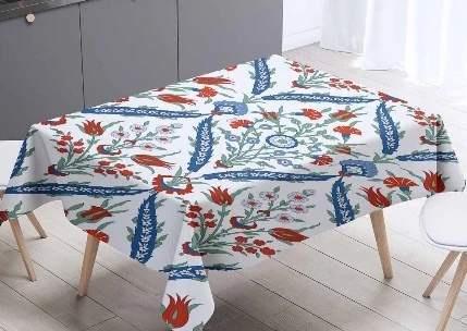 Черно белый дамасский османский винтажный тюльпан 3d скатерть моющаяся