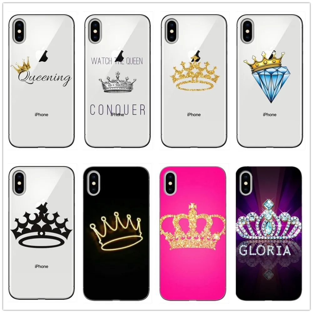 Прозрачный мягкий чехол для телефона из ТПУ с рисунком короны King queen iphone 6 6S 7 8 Plus 11