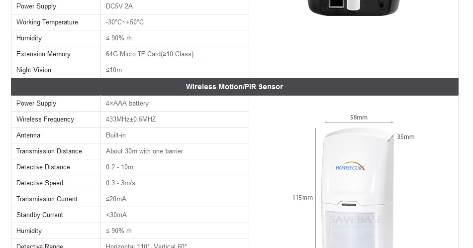 HOMSECUR приложение HD wifi камера ИК Ночное Видение+ беспроводной PIR сенсор для дома сигнализации