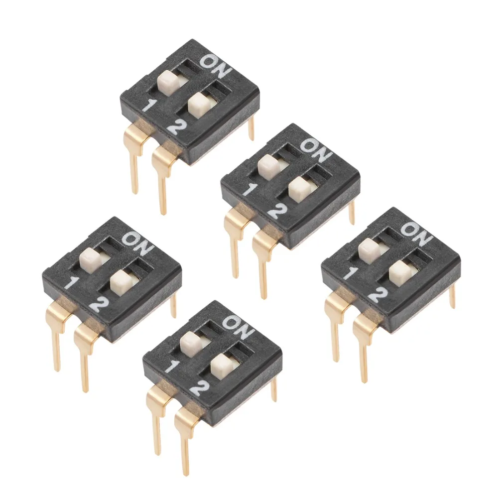 

UXCELL 5Pcs DIP Switches Black Horizontal SMD 1-2 Positions 2.54mm Pitch for Circuit Breadboards PCB All Pcb Projects Supplies