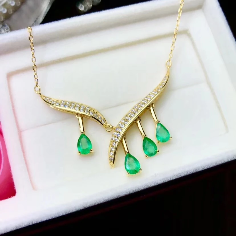 KJJEAXCMY boutique jewelry 925 Чистое серебро инкрустированное натуральное изумрудное