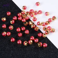 red sewing pearl beads sewing diamonds with fake stones with silver claw flatback scrapbooking pearls garment crafts