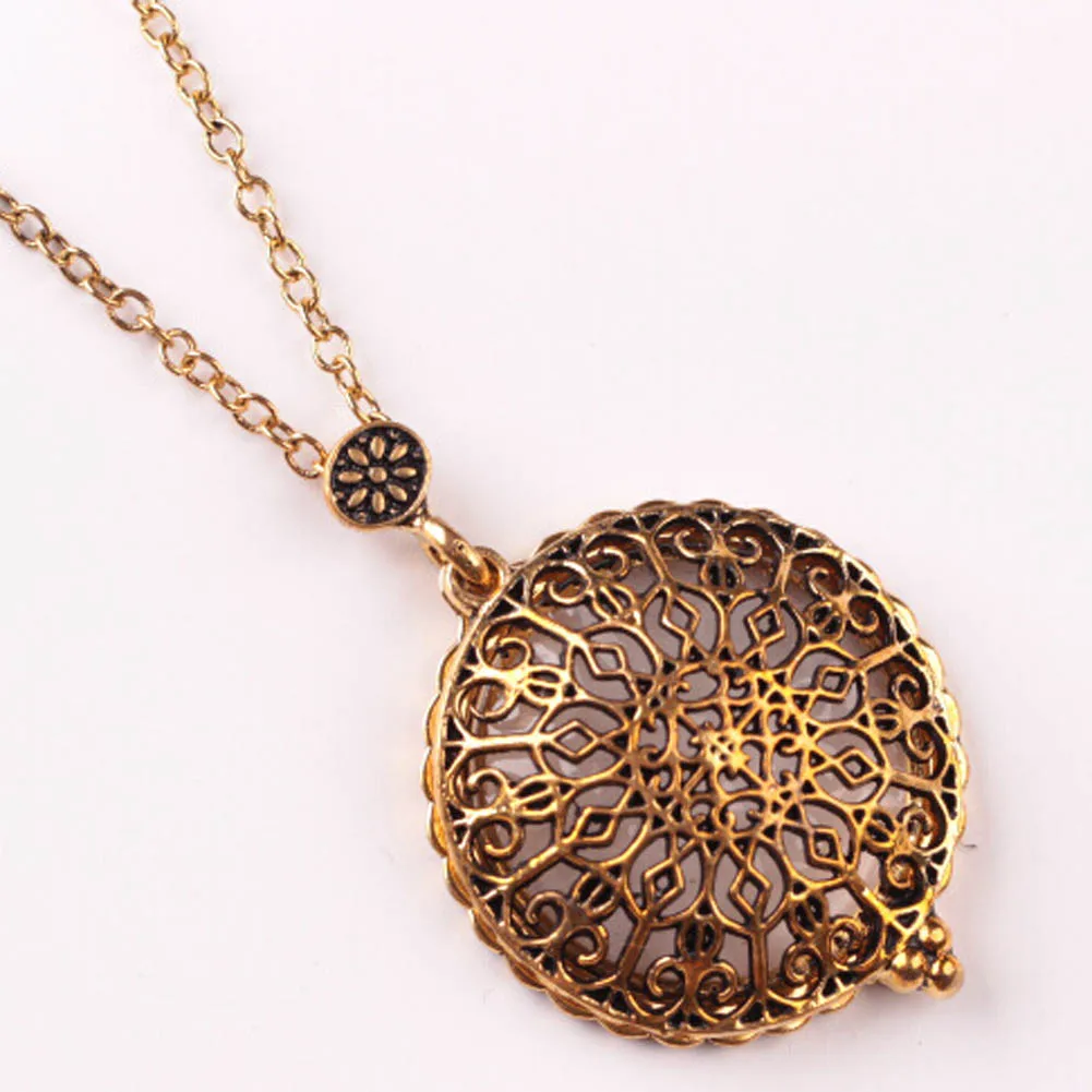 Полые узоры Круг стекло кабошон купольное ожерелье с увеличительным стеклом