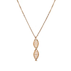 Gold pendant Молекулярный слой DNA, подвеска, химическая молекулярная спираль, стальные ожерелья для женщин, серебро, золото, биохимия, биология, ювелирные изделия VN049 - Окраска металла: Gold pendant