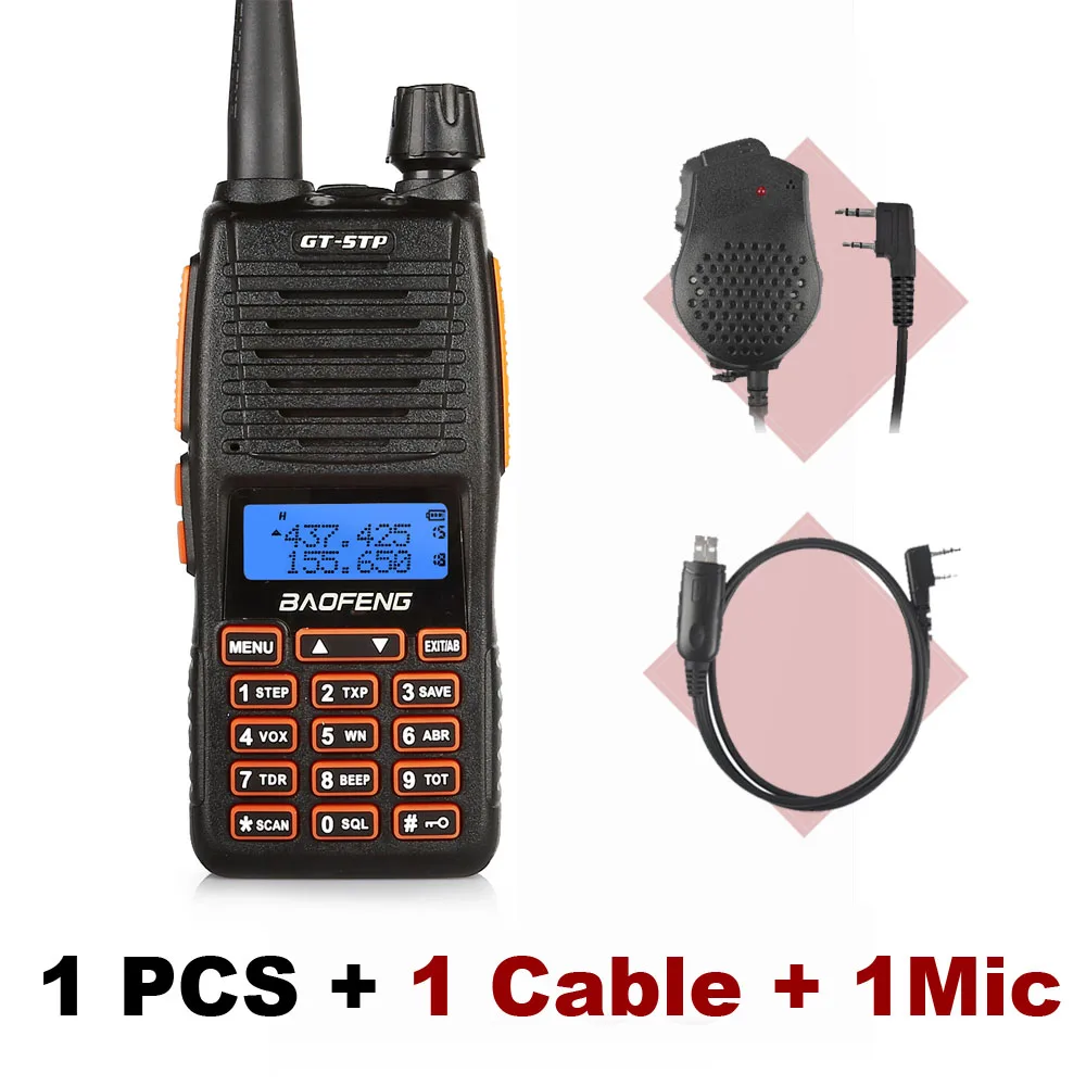 1 PCS with Cable Mic Baofeng GT-5TP Tri-Мощность 1/4/8 Вт Dual Band VHF/UHF 136-174/400-520 МГц двухстороннее радио Ham иди и болтай Walkie Talkie “иди и двойной PTT дизайн GT-5 - Цвет: 1 PCS with Cable Mic