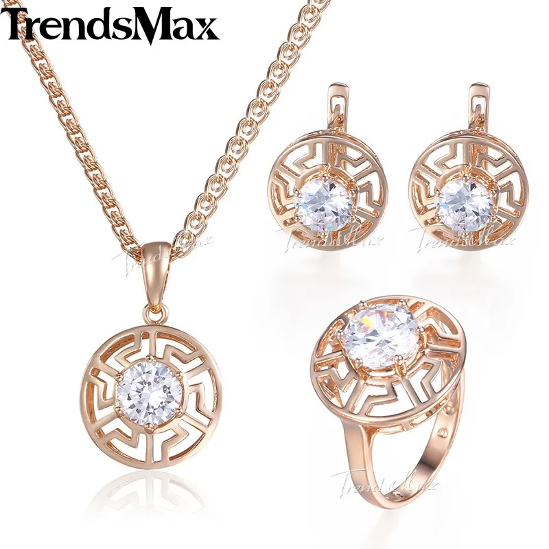 Trendsmax прозрачный кристалл кубического циркония набор украшений для женщин 585