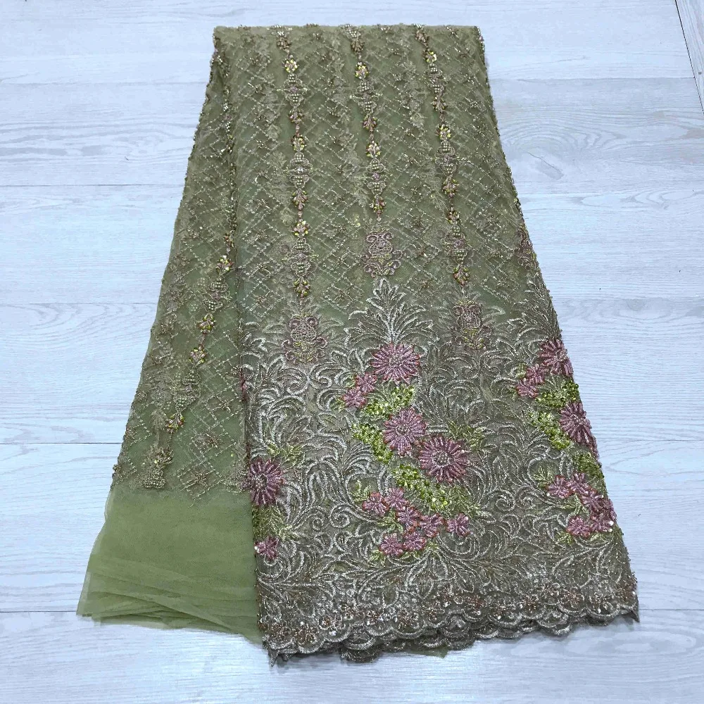 2019 Лучшее качество оптовой торговли африканской тяжелой французской каменной кружевной ткани вышивки сетки ручной работы материал для свадьбы или вечеринки.