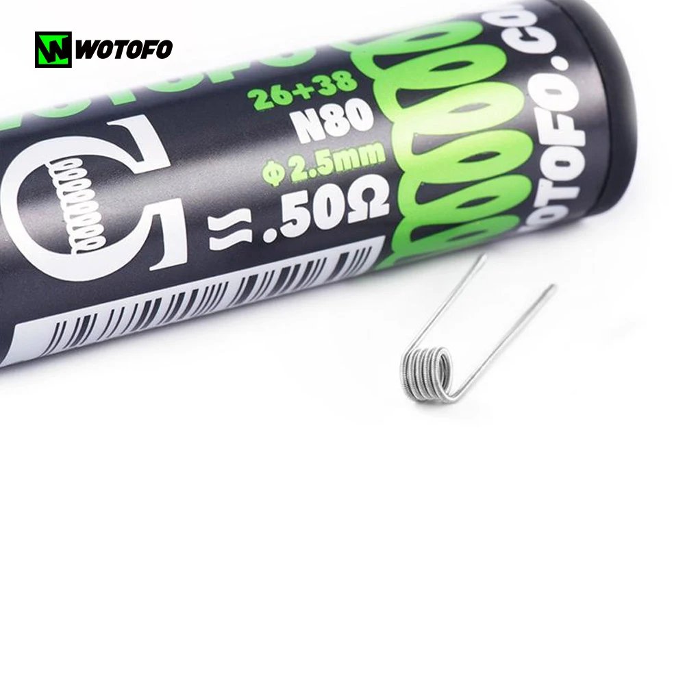 10 30 шт Wotofo плавленый Clapton готовые провода катушки Vape 0.5ohm 26GA + 38GA для RDA атомайзер