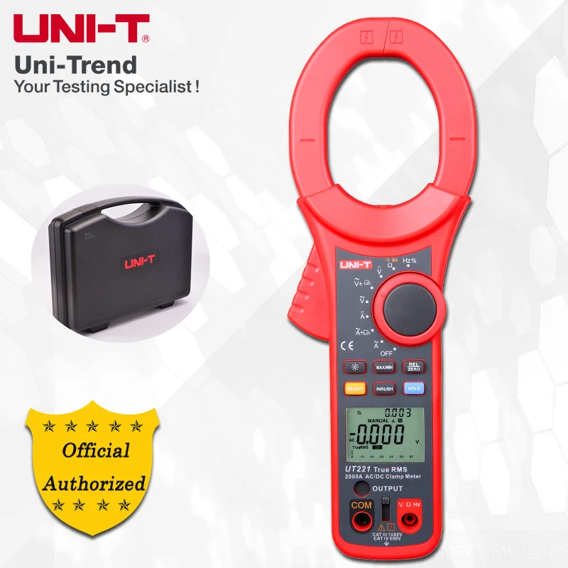 UNI T UT221 2000A истинный RMS цифровой клещи AC/DC Амперметр резистор/частота/испытание