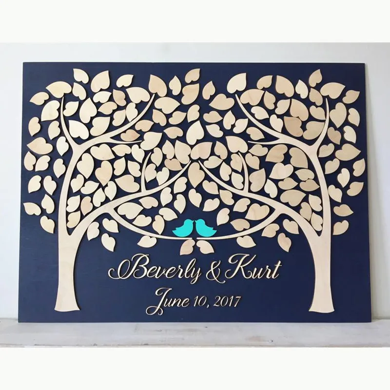 

Personalized Wedding Guest Book Alternatives,Wood Guest book,Tree of Heart Two Tree Grow Into One Rustic Wedding Decorations