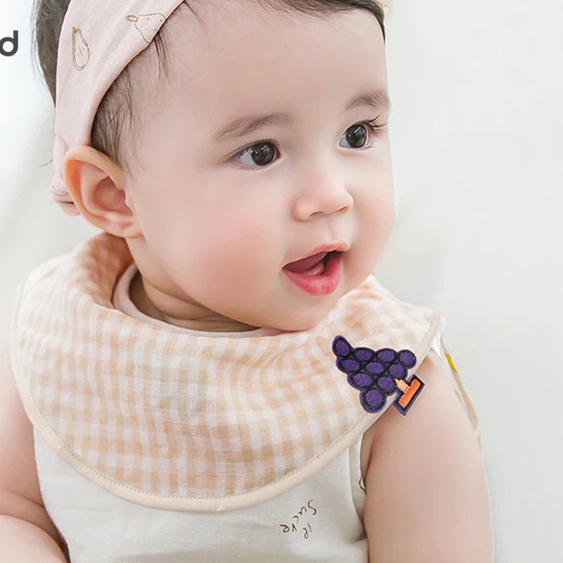 

Baby waterproof fashion anti-dirty comfortable tender care infant drool printed 100% pure cotton bibs on sale 8802