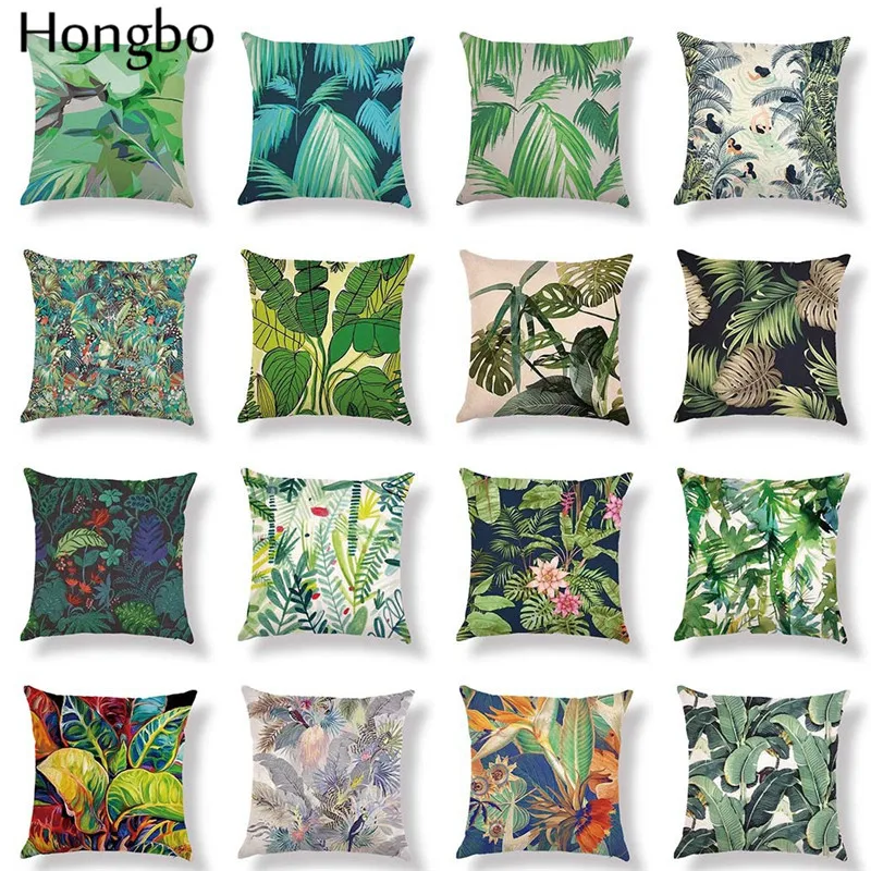 

Hongbo Seat Cushion Cover Tropical Rain Forest Plant Print Throw Pillowcase Sofa Car Decorative Cushion Cover For Bed Home Decor