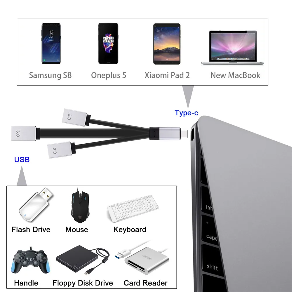 Тип usb C USB 2 0/3 0 Женский адаптер OTG HUB 3 Порты и разъёмы синхронизации данных Cablefor