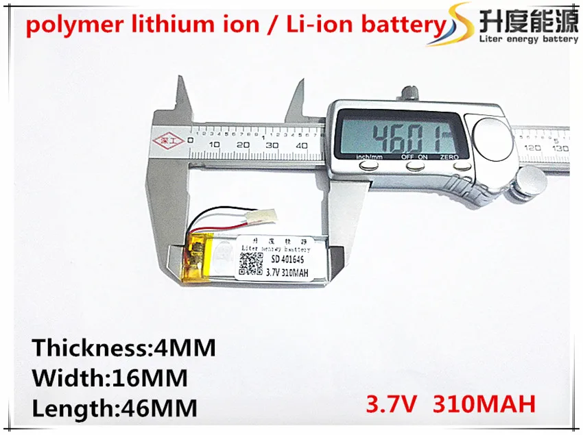 

10pcs [SD] 3.7V,310mAH,[401646] Polymer lithium ion / Li-ion battery for TOY,POWER BANK,GPS,mp3,mp4,cell phone,speaker