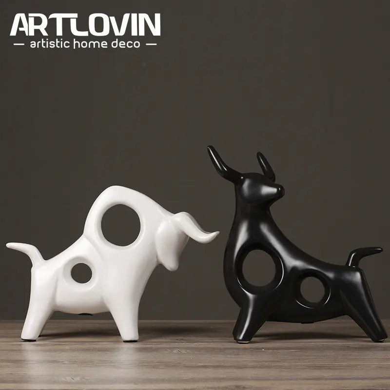 Современные керамические bull home decor craft украшения комнаты Творческие ремесленные