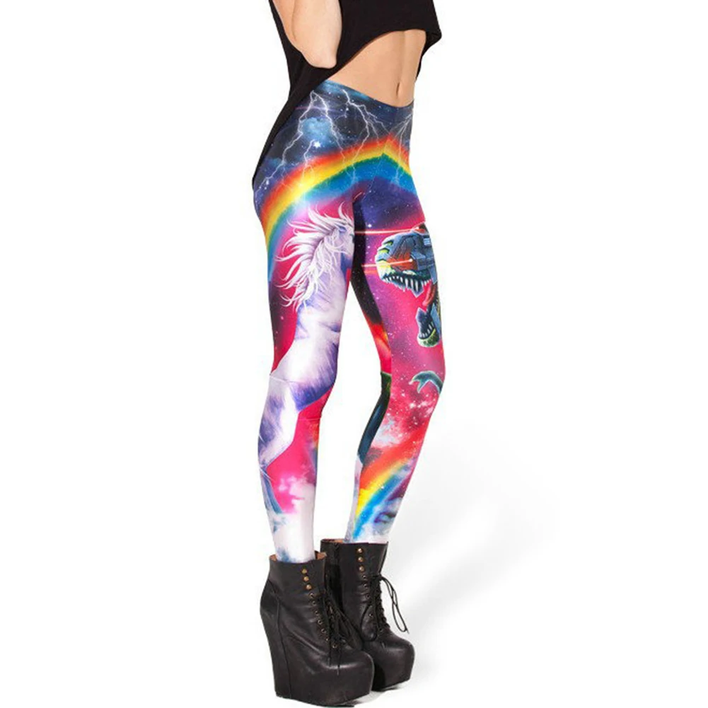 Для женщин rainbow Unicorn Распечатать Sexy Stretch Леггинсы для тощий длинный карандаш Брюки