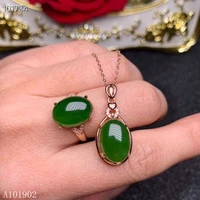 kjjeaxcmy exquisite jewelry 925 silver inlaid natural hotan jasper ring necklace set support detection sd