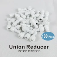100 pack of straight union reducer 14 to 38 od quick fitting connector for water filters and reverse osmosis systems