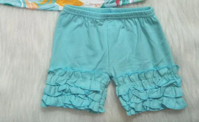 

Boutique children's girls short sleeve suit color flower print sky blue shorts