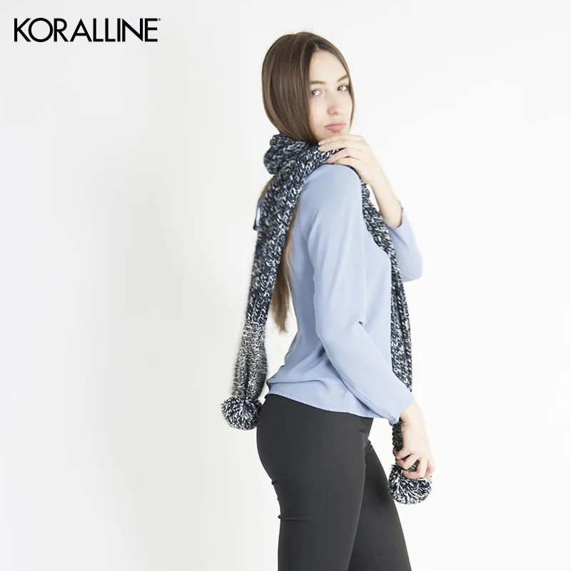 Koralline Pon pon женский шарф вязаный итальянский дизайн классический современный