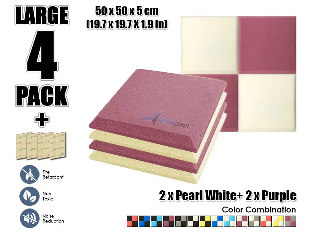 P. White and Purple Arrowzoom 4 шт. 19," x 19,7" x 1," Цветная комбинация плоская коническая плитка студия Звукопоглощающая Панель акустическая обработка пены - Цвет: P. White and Purple