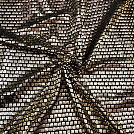 Black on gold bricks Тонкий трикотаж из крокодиловой кожи(лайкра), спандекс, узор, 2 способа растягивания, непрерывный крой лайкры для пошива купальников, танцев - Цвет: Black on gold bricks