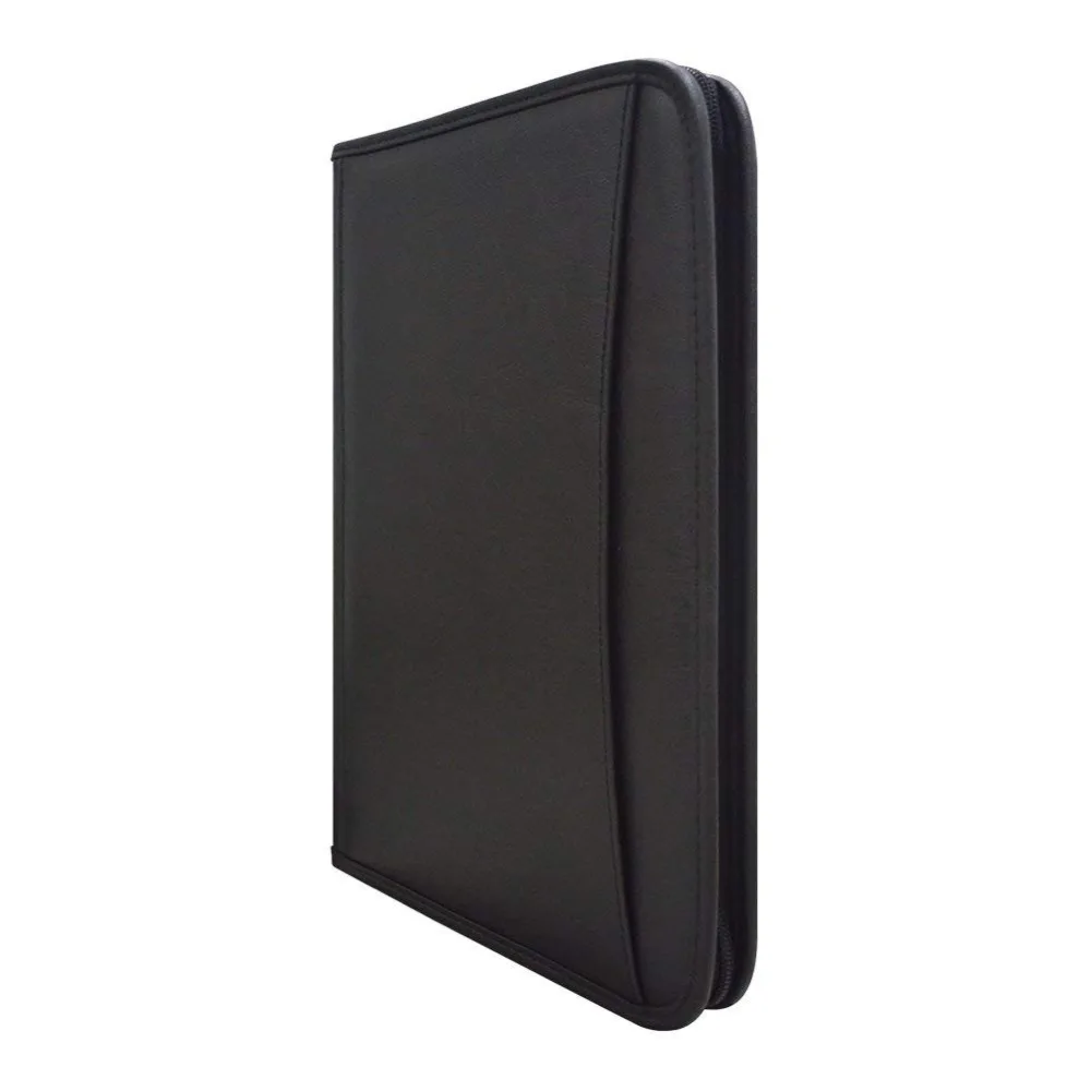 Godery на Молнии Padfolio Портфолио Binder, кожаный деловой портфель, 8,5x11 линованный блокнот, органайзер для офисных принадлежностей, Черный Zipp