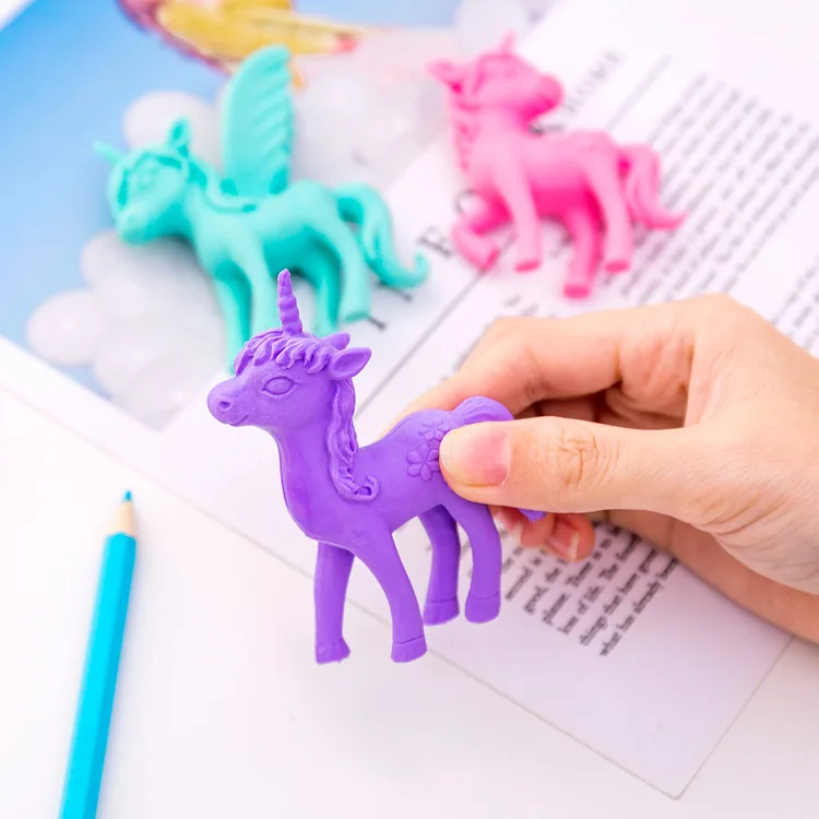 10 set/lot Creative Unicorn horse Eraser Set /erasers suit/creative student stationery/children gift erasers  Канцтовары для