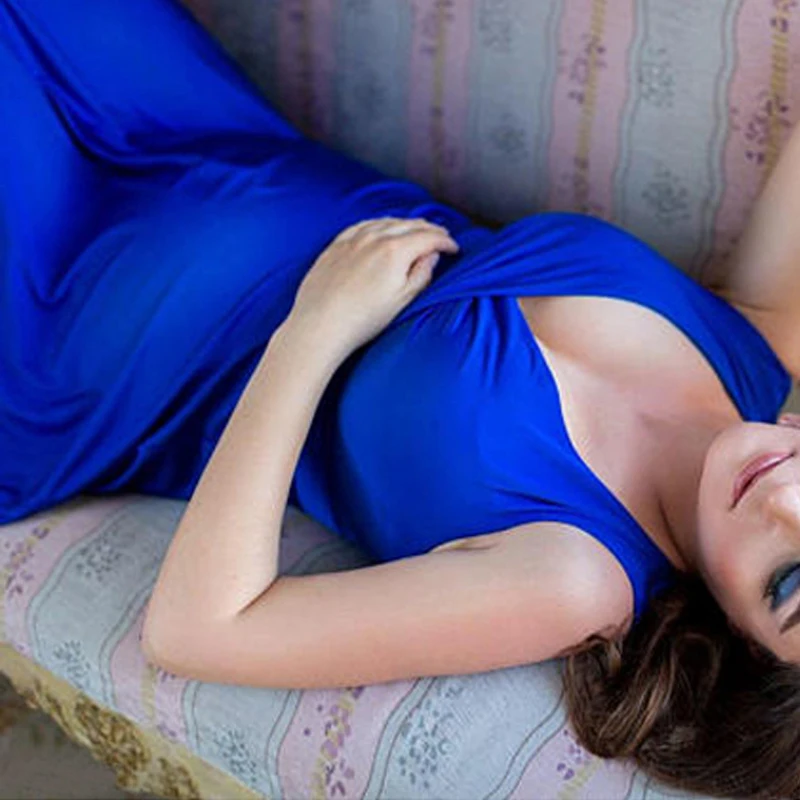 Платье для беременных реквизит для фотосъемки синее Хлопковое платье макси элегантное платье для беременных для фотосъемки женское вечерн... от AliExpress RU&CIS NEW