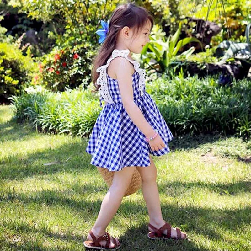 Коллекция 2017 года весенне-Летнее Детское платье кружевной жилет Tong Gezi для