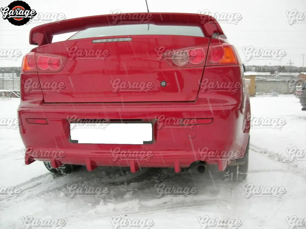 Диффузор для Mitsubishi Lancer 10 2007- заднего бампера ABS пластик одна прокладка для трубы обвес аксессуары Тюнинг автомобиля Стайлинг