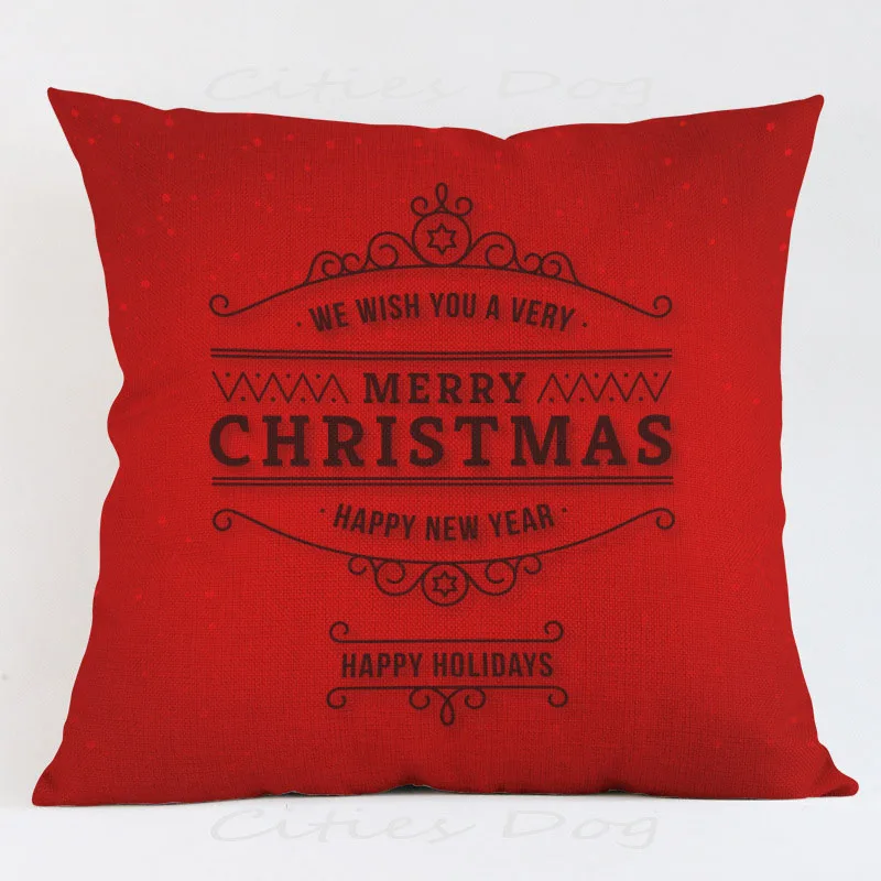 Рождественская и новогодняя декоративная наволочка с красным фоном