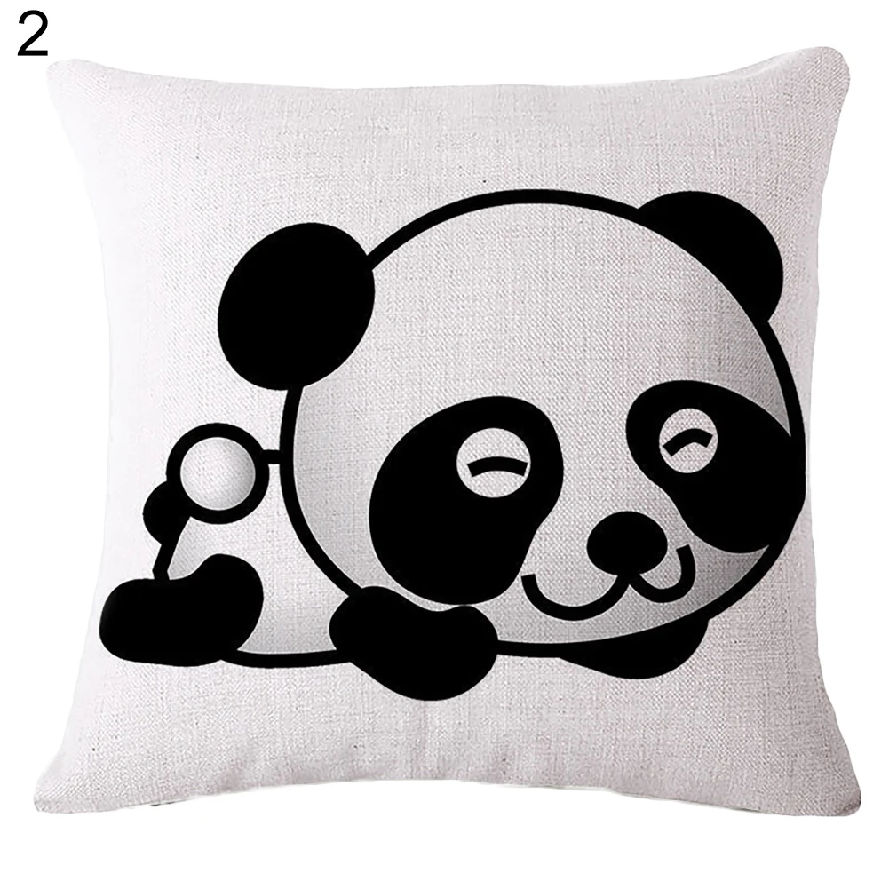 Льняная квадратная наволочка для подушки с рисунком панды|cushion cover home decor|cover