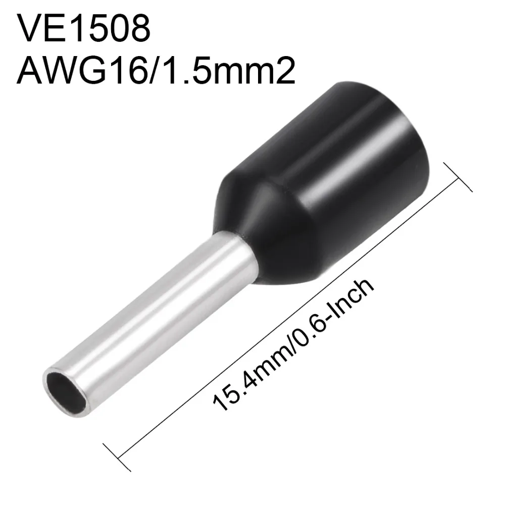 Uxcell 500 шт./лот VE1508 16 AWG изолированный шнур концевой провод медный разъем