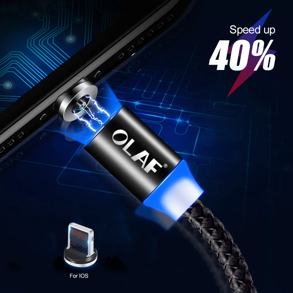 Магнитный USB-кабель OLAF 1 м 2 8 PIN для быстрой зарядки iPhone 6 7 Plus X XR XS XSMax магнитный