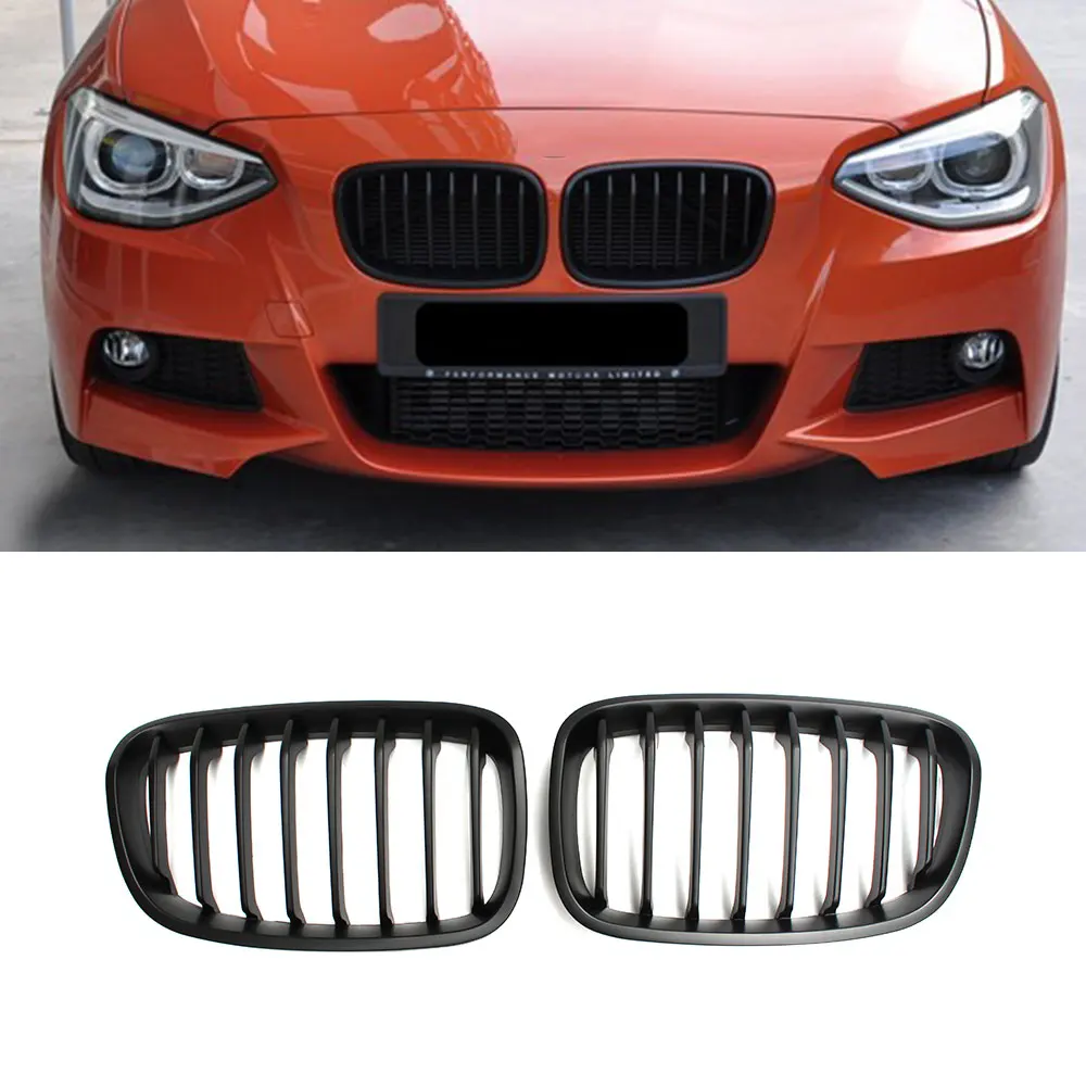 Для BMW F20 F21 1 серии 2012 2013 2014 пара матовый черный ABS передняя ноздри гриль одна