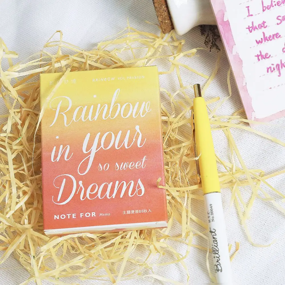

Personal Notebook Memo Pad Writing Pads Dreamlike Rainbow 88 Printed Sheets 4 Colors to Choose 65mm x 90mm