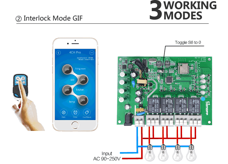 Sonoff 4CH Pro R2 умный Wi-Fi релейный модуль переключателя 4 канала Ewelink Голосовое управление с Alexa Google home 433 RF Wifi светильник переключатель